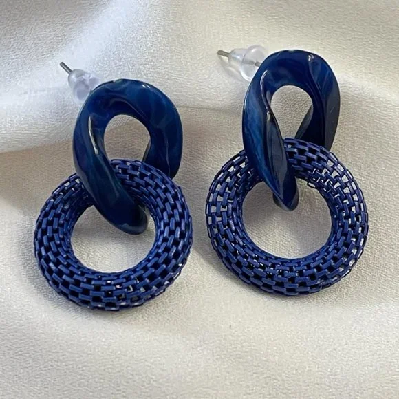 Blue Acrylic earrings - Picture 2 of 5
